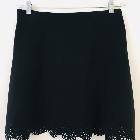 LOFT Black Lacercut Scallop Hem Skirt - Picture 3 of 8